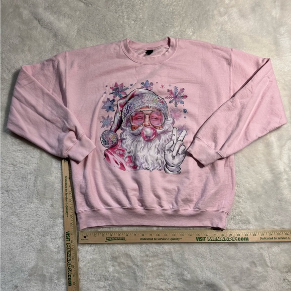 Santa Christmas Blowing Bubble Gum Sweatshirt Unisex Large - Picture 1 of 4